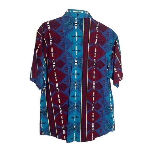 Vtg WRANGLER X-Long Tails Aztec Western Pearl Snap Button Down Shirt 80s 90s Siz - Picture 3 of 4